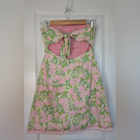 Vintage Lilly Pultizer Sabrina Tiger Floral Strapless Dress Size 4 - Picture 2 of 7